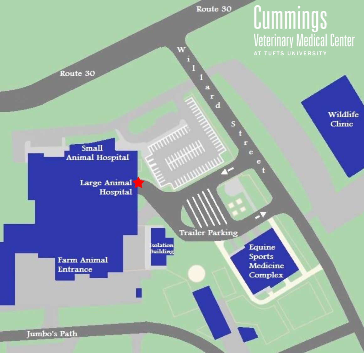Tufts Equine Center Parking Map