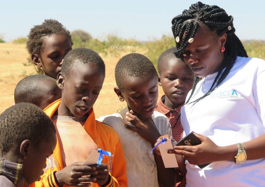 Kids being taught in Kenya