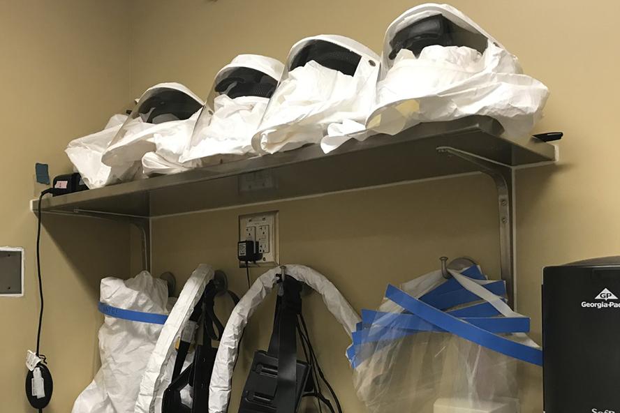 personal protective hoods and suits for use in biosafety lab