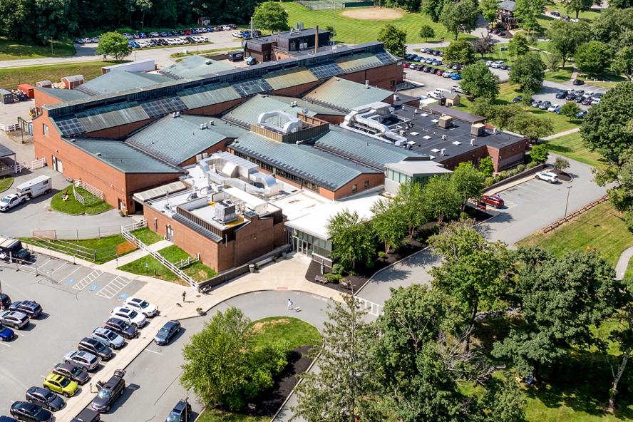 Aerial image of Tufts Cummings School of Veterinary Medicine in Grafton, MA.