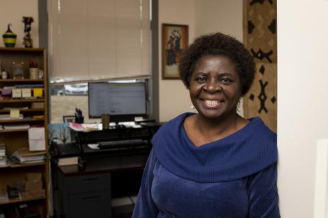 Hellen Amuguni, Associate Professor of Infectious Disease and Global Health at the Cummings School of Veterinary Medicine at Tufts University, poses for a portrait