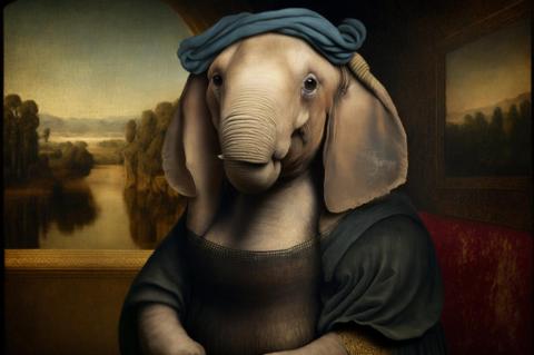 A portrait of Jumbo the elephant in the style Leonardo da Vinci.